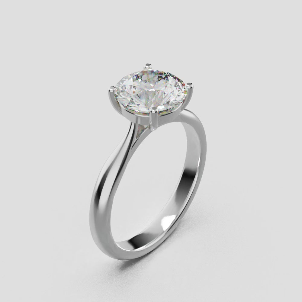 Navata, 1.5ct round lab grown diamond engagement ring, Cathedral Plain Sides, 18K white gold - turning
