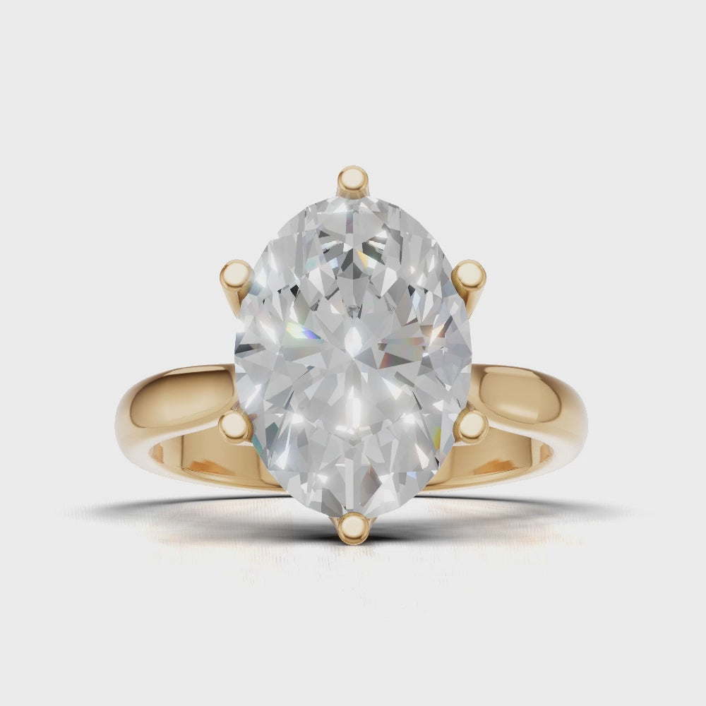 Ninfea, 3ct oval lab grown diamond engagement ring, Petal Cathedral, 18K yellow gold - turning
