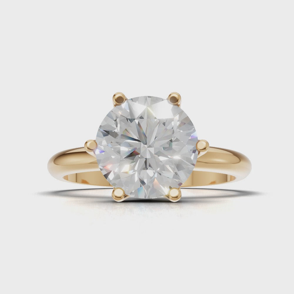 Germoglio, 2ct round lab grown diamond engagement ring, Hidden Petal Set, Fixed Width, 18K yellow gold - turning