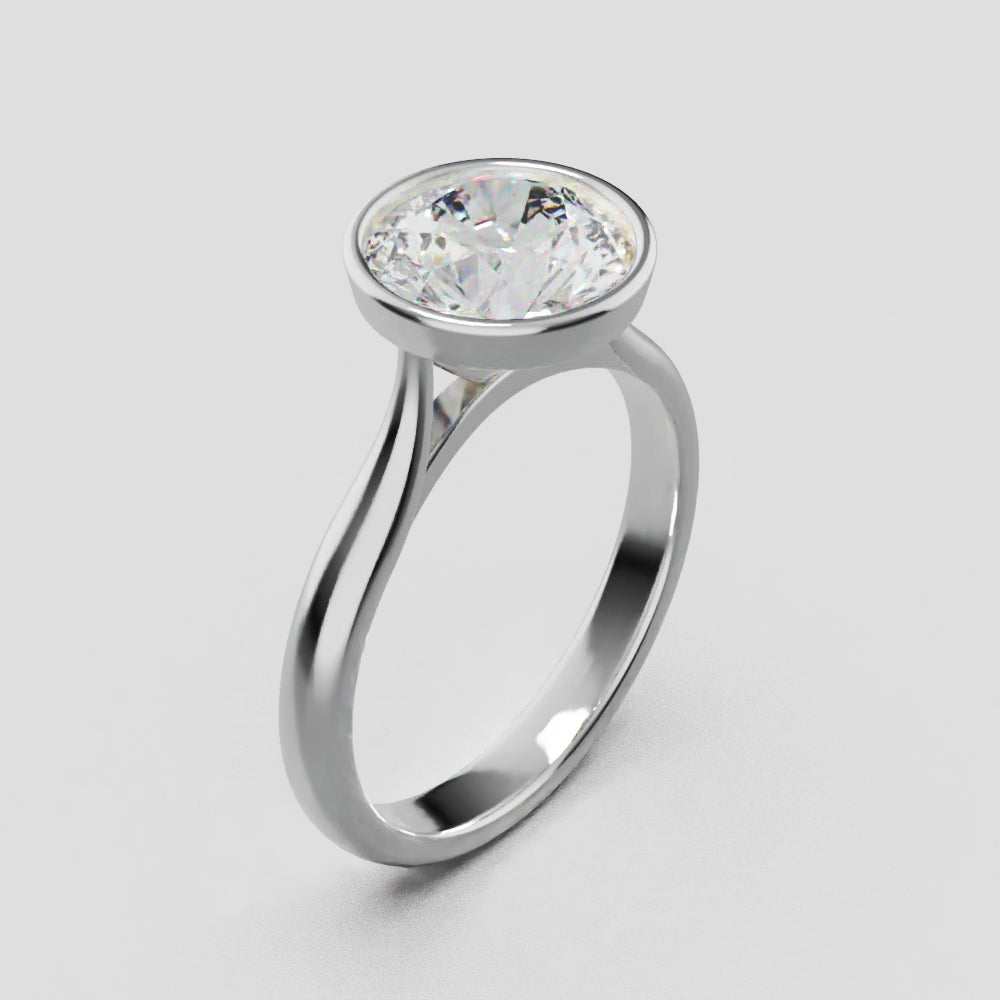 Cerchia, 2ct round lab grown diamond engagement ring, Bezel Cathedral, 18K white gold - turning