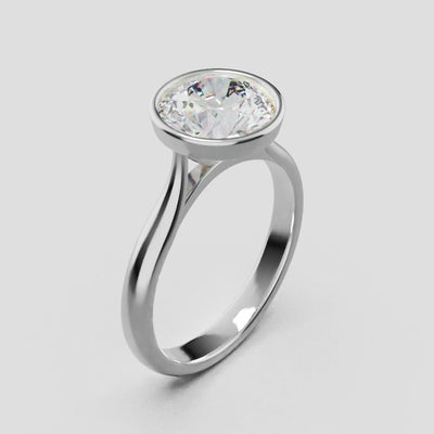 Cerchia, 2ct round lab grown diamond engagement ring, Bezel Cathedral, 18K white gold - turning