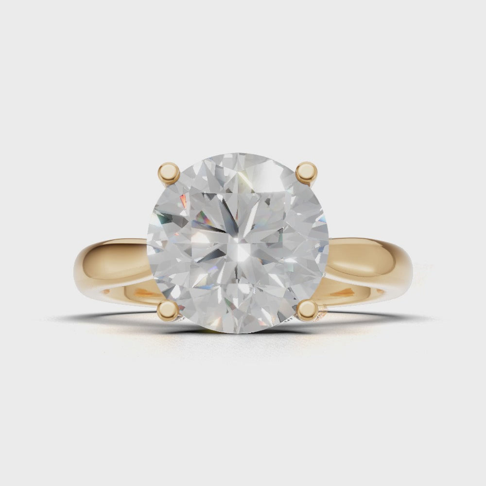 Navata, 2ct round lab grown diamond engagement ring, Cathedral Plain Sides, 18K yellow gold - turning