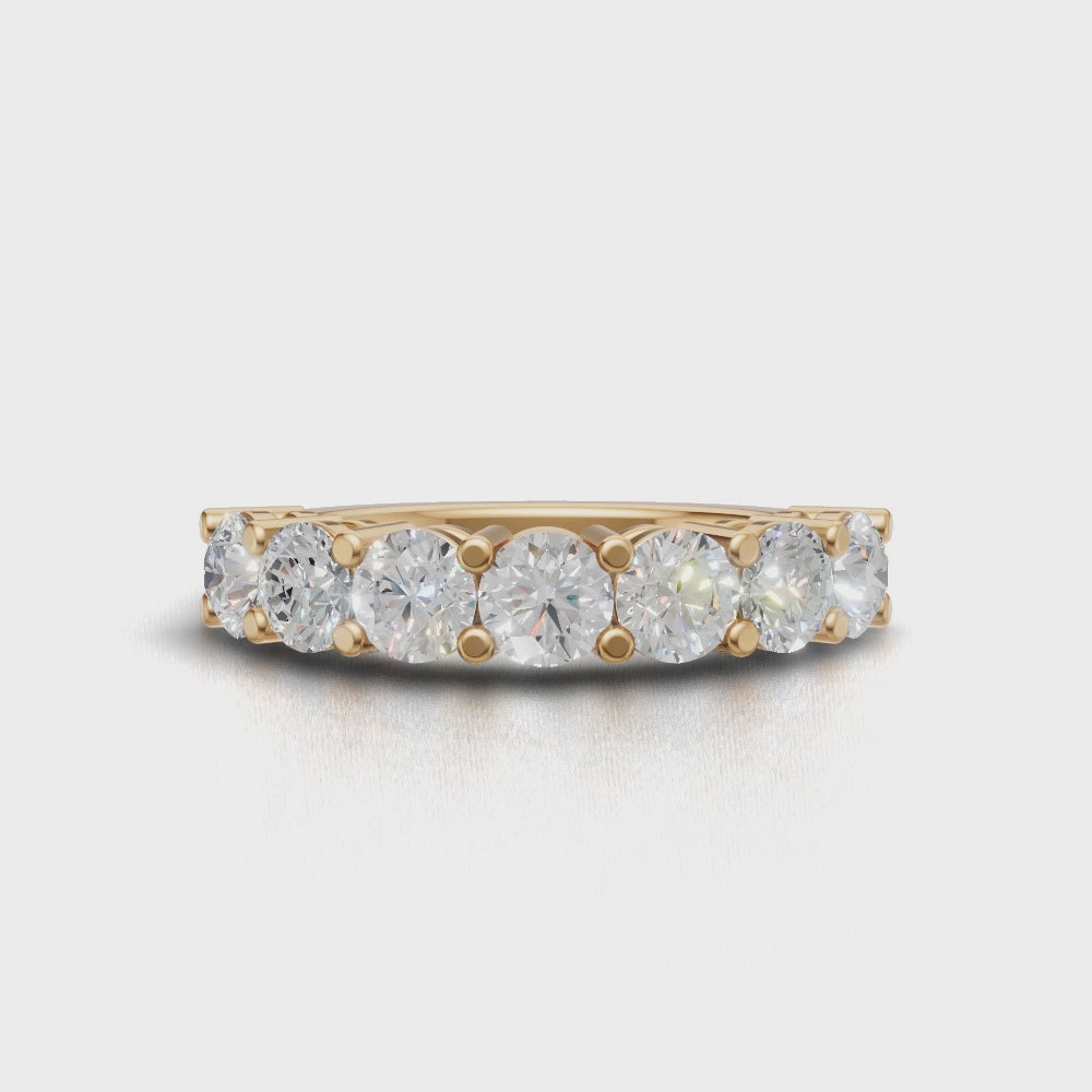 Half Eternity Basket 4mm lab grown diamond wedding band, 18K yellow gold - turning