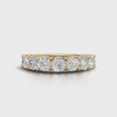 Half Eternity Basket 4mm lab grown diamond wedding band, 18K yellow gold - turning