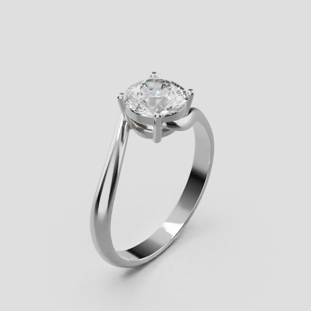 Incrocio, 1ct round lab grown diamond engagement ring, Bypass, 18K white gold - turning