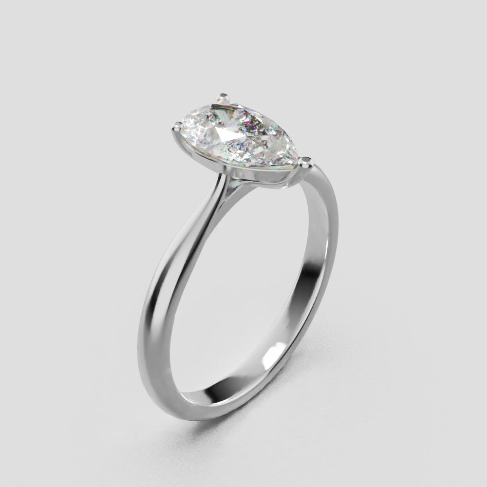 Guglia, 1ct pear lab grown diamond engagement ring, Cathedral, 18K white gold - turning