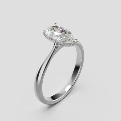 Guglia, 1ct pear lab grown diamond engagement ring, Cathedral, 18K white gold - turning