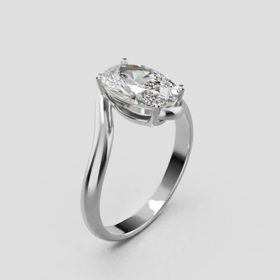 Meandro, 1.5ct oval lab grown diamond engagement ring, Bypass, 18K white gold - turning
