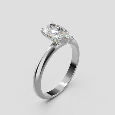 Sobria, 1ct pear lab grown diamond engagement ring, Plain Gallery, 18K white gold - turning