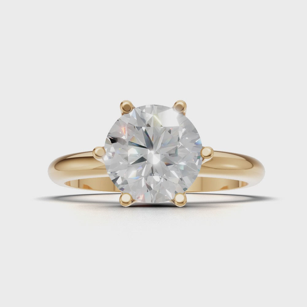 Germoglio, 1.5ct round lab grown diamond engagement ring, Hidden Petal Set, Fixed Width, 18K yellow gold - turning