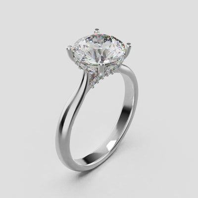 Arcata, 2ct round lab grown diamond engagement ring, Cathedral Hidden Halo Bridge, 18K white gold - turning
