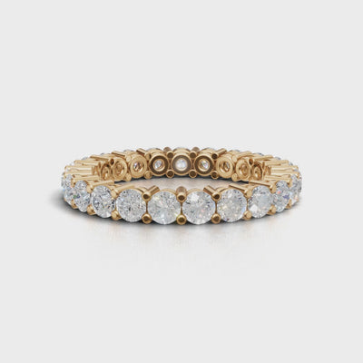 Full Eternity Basket 2.8mm lab grown diamond wedding band, 18K yellow gold - turning