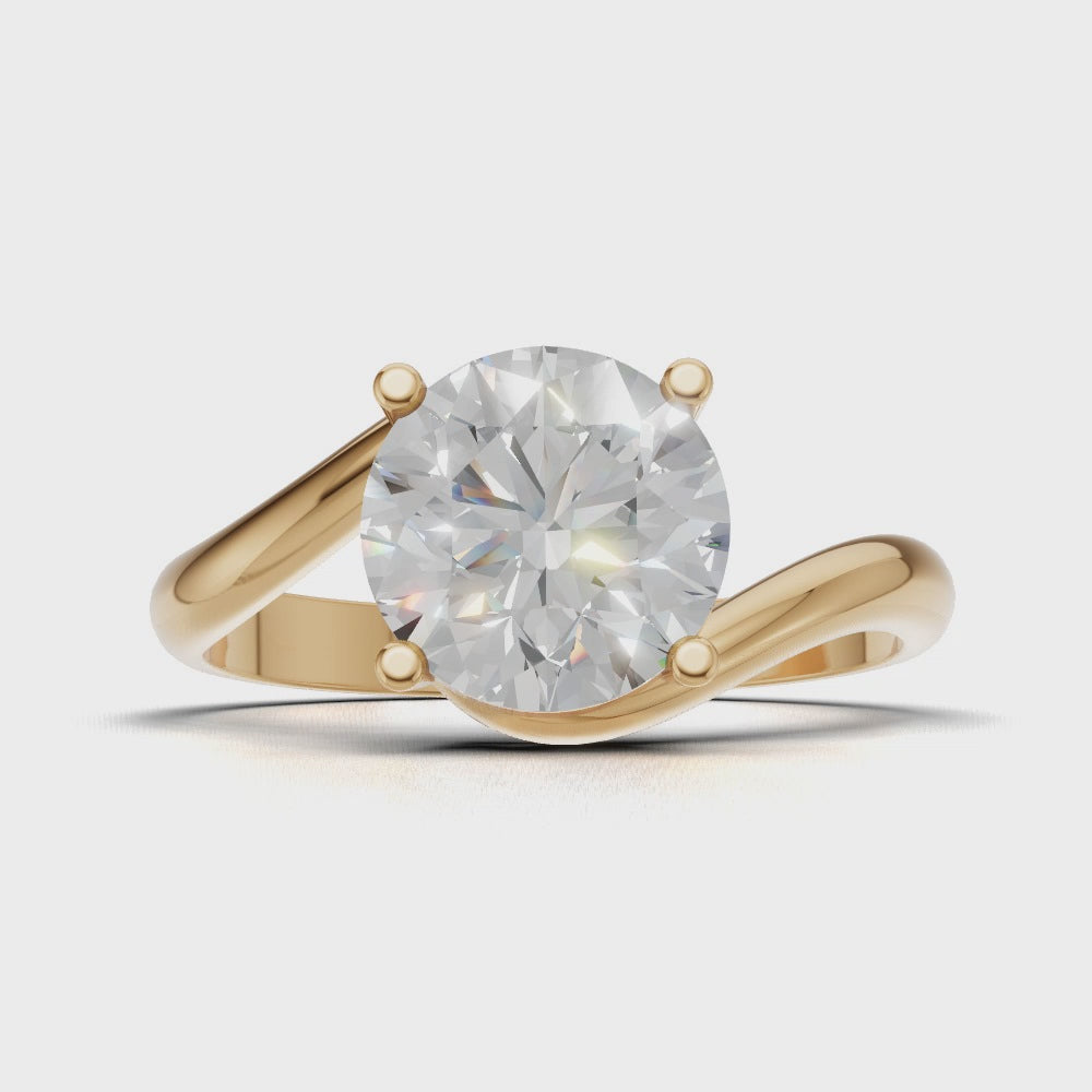 Incrocio, 1.5ct round lab grown diamond engagement ring, Bypass, 18K yellow gold - turning