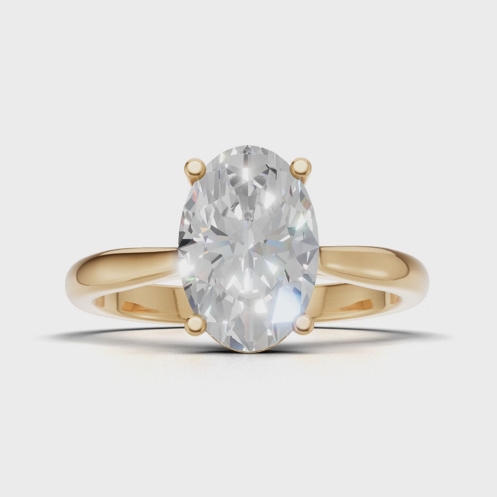 Abside, 1.5ct oval lab grown diamond engagement ring, Cathedral Plain Gallery, 18K yellow gold - turning
