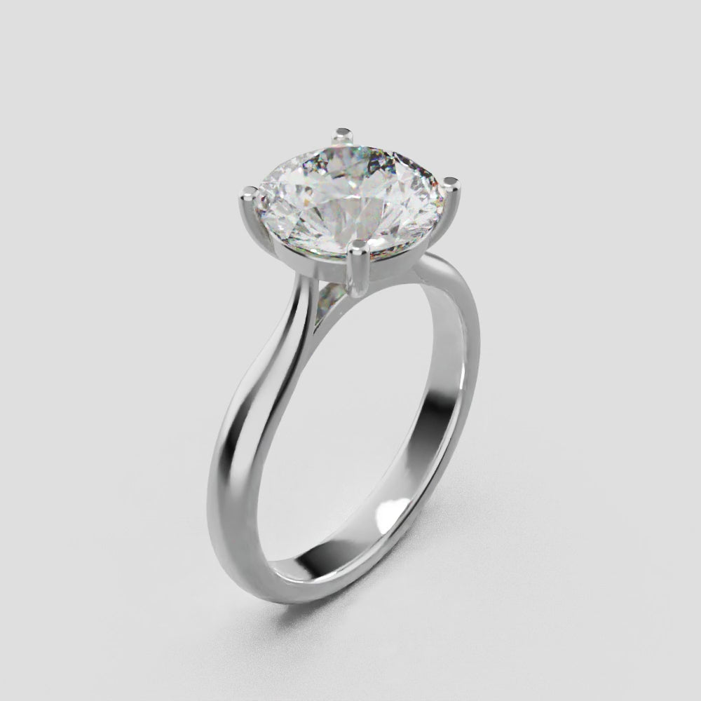 Navata, 2ct round lab grown diamond engagement ring, Cathedral Plain Sides, 18K white gold - turning