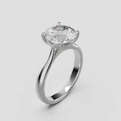 Navata, 2ct round lab grown diamond engagement ring, Cathedral Plain Sides, 18K white gold - turning