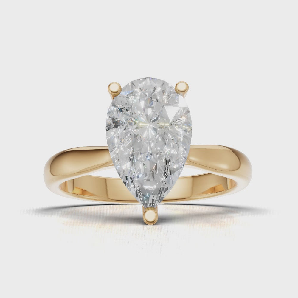Guglia, 2ct pear lab grown diamond engagement ring, Cathedral, 18K yellow gold - turning