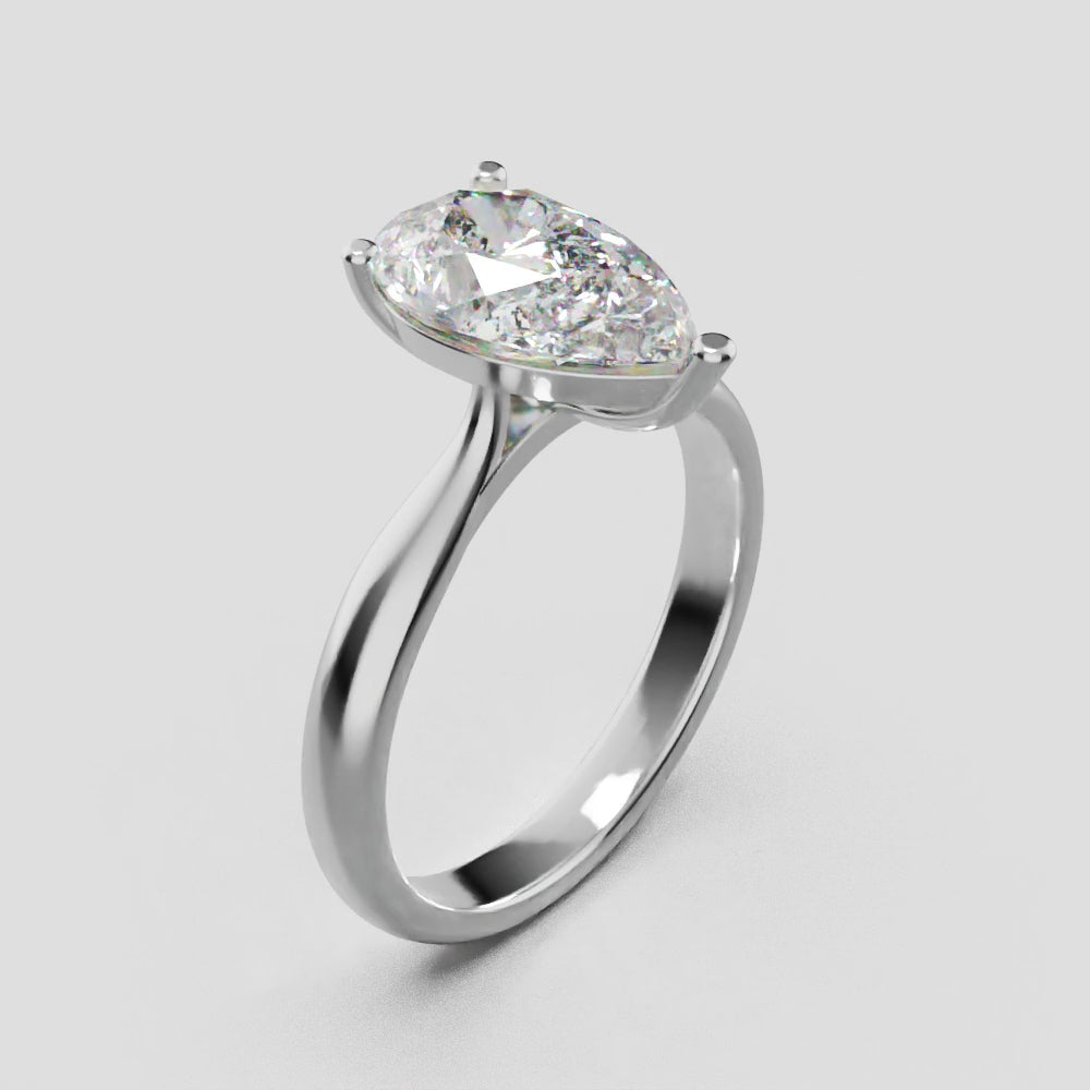 Guglia, 2ct pear lab grown diamond engagement ring, Cathedral, 18K white gold - turning