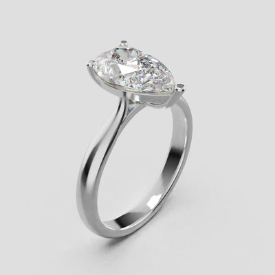Guglia, 2ct pear lab grown diamond engagement ring, Cathedral, 18K white gold - turning