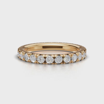 Full Eternity Pave 2.2mm lab grown diamond wedding band, 18K yellow gold - turning