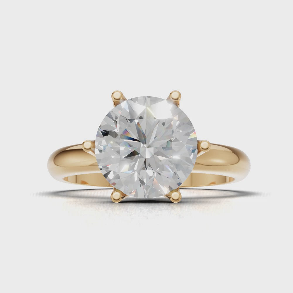Bocciolo, 2ct round lab grown diamond engagement ring, Petal Invisible, 18K yellow gold - turning
