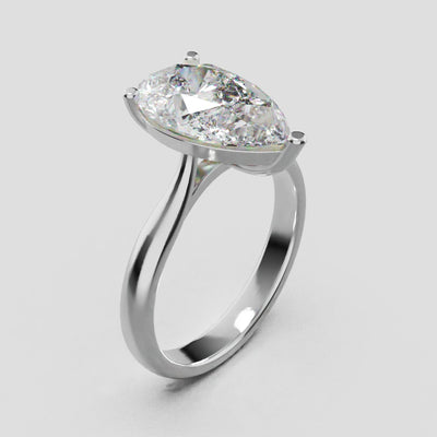 Guglia, 3ct pear lab grown diamond engagement ring, Cathedral, 18K white gold - turning