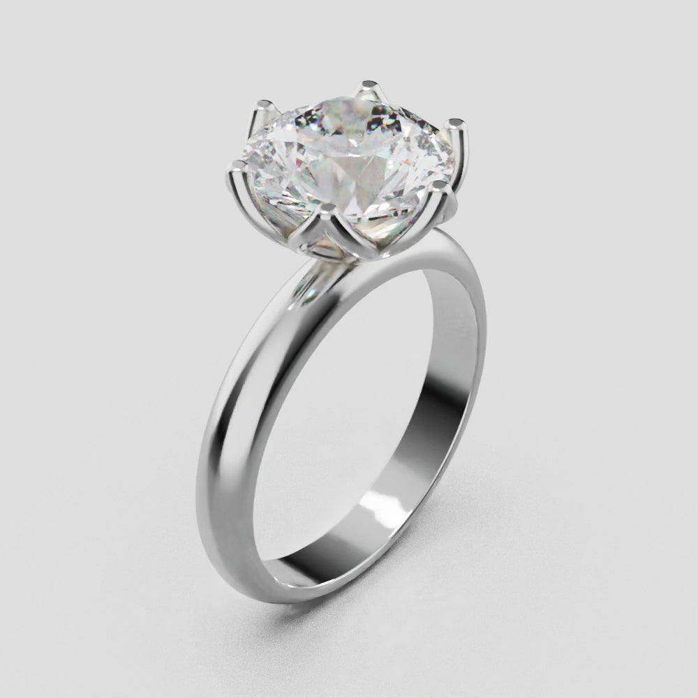 Fiorita, 3ct round lab grown diamond engagement ring, Petal Visible, 18K white gold - turning
