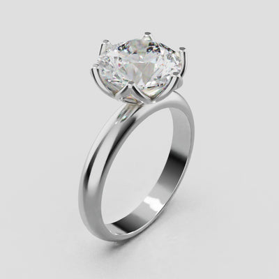 Fiorita, 3ct round lab grown diamond engagement ring, Petal Visible, 18K white gold - turning