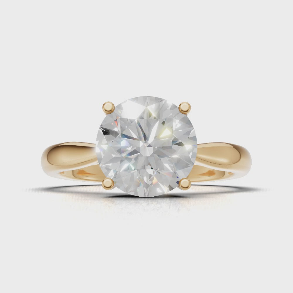 Navata, 1.5ct round lab grown diamond engagement ring, Cathedral Plain Sides, 18K yellow gold - turning