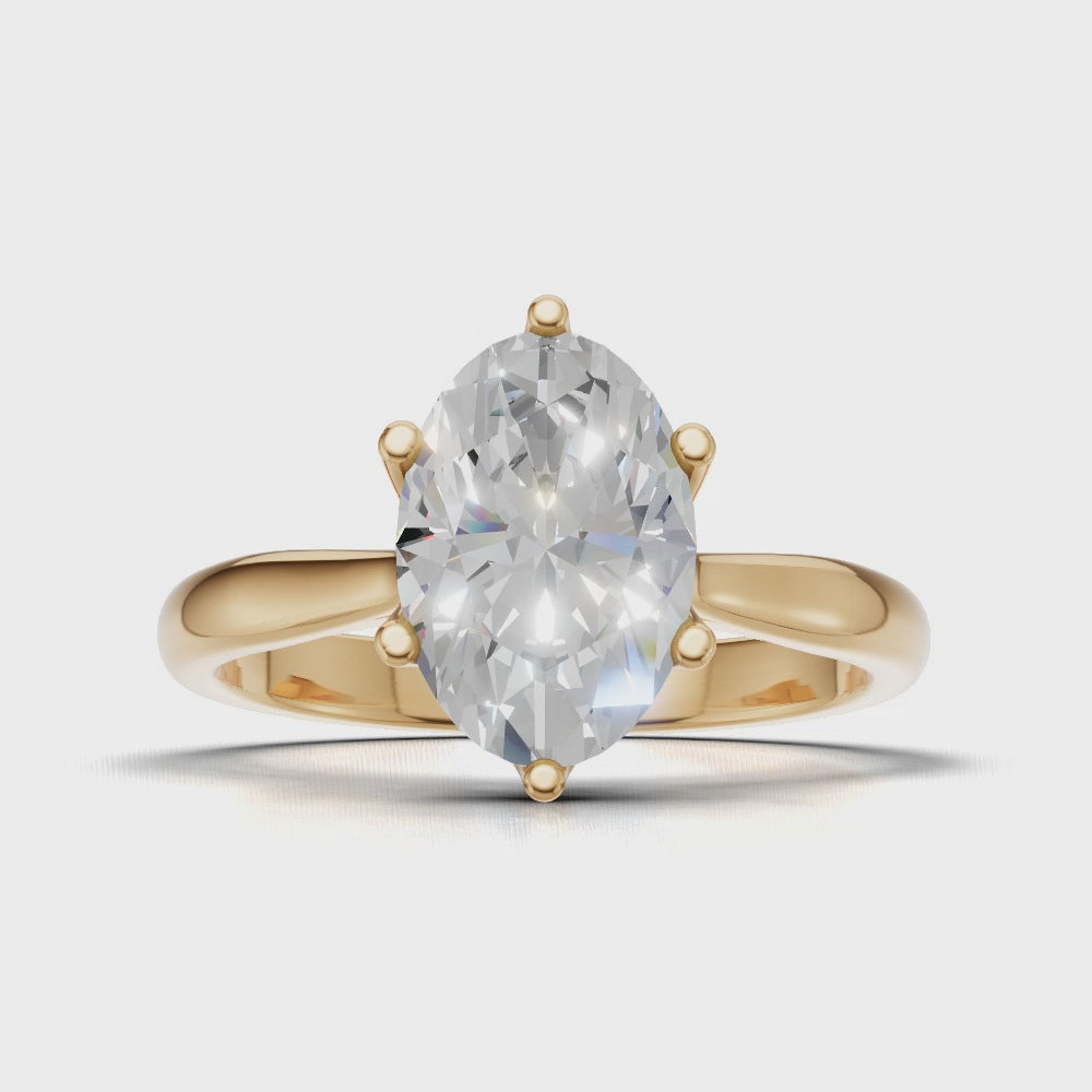 Ninfea, 1.5ct oval lab grown diamond engagement ring, Petal Cathedral, 18K yellow gold - turning
