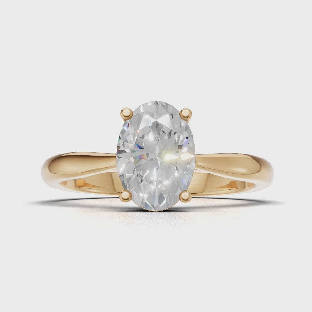 Abside, 1ct oval lab grown diamond engagement ring, Cathedral Plain Gallery, 18K yellow gold - turning