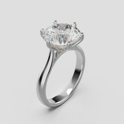 Corolla, 3ct round lab grown diamond engagement ring, Petal Cathedral, 18K white gold - turning