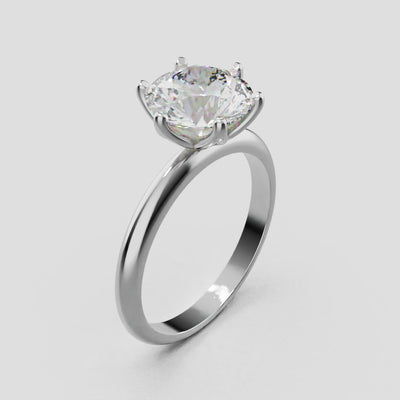 Germoglio, 2ct round lab grown diamond engagement ring, Hidden Petal Set, Fixed Width, 18K white gold - turning
