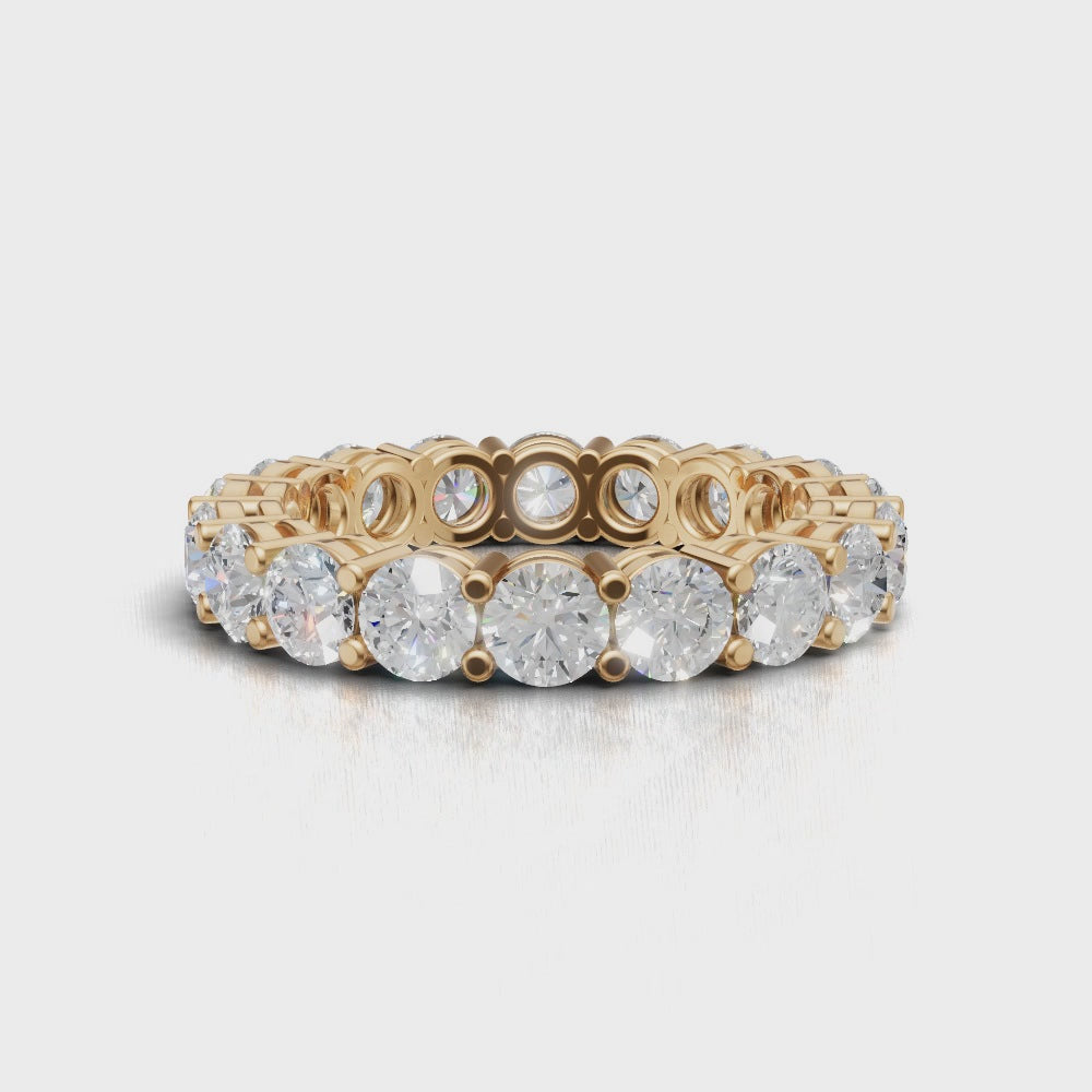 Full Eternity Basket 3.5mm lab grown diamond wedding band, 18K yellow gold - turning
