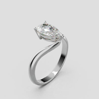 Spirale, 1ct pear lab grown diamond engagement ring, Bypass, 18K white gold - turning