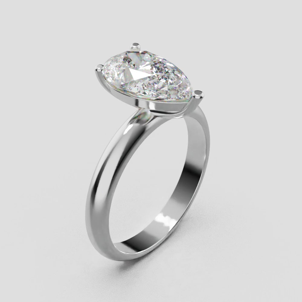 Sobria, 2ct pear lab grown diamond engagement ring, Plain Gallery, 18K white gold - turning