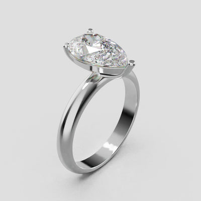 Sobria, 2ct pear lab grown diamond engagement ring, Plain Gallery, 18K white gold - turning