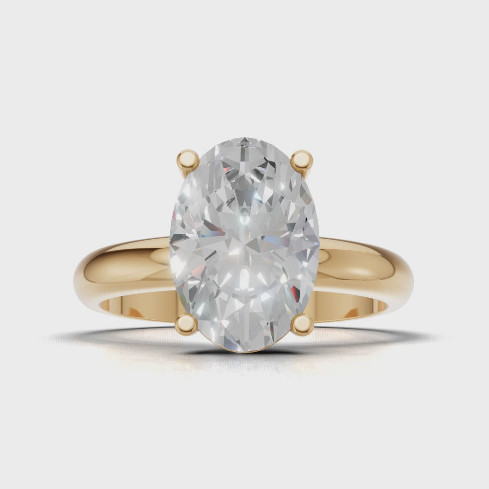 Candore, 2ct oval lab grown diamond engagement ring, Plain Sides, Plain Gallery, 18K yellow gold - turning