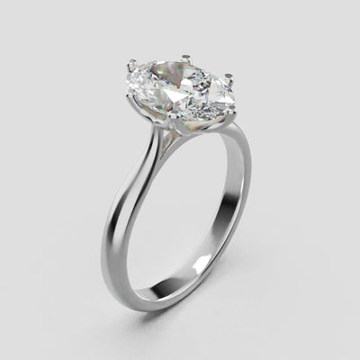 Ninfea, 2ct oval lab grown diamond engagement ring, Petal Cathedral, 18K white gold - turning