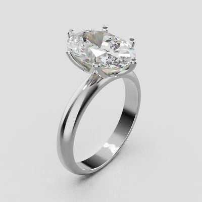 Calice, 3ct oval lab grown diamond engagement ring, Petal Set, 18K white gold - turning