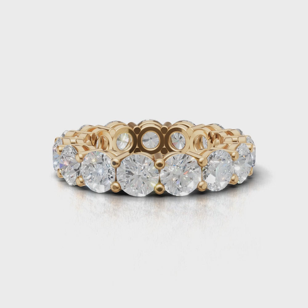 Full Eternity Basket 4.5mm lab grown diamond wedding band, 18K yellow gold - turning