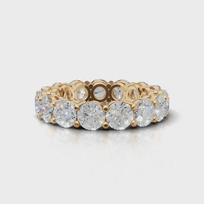 Full Eternity Basket 4.5mm lab grown diamond wedding band, 18K yellow gold - turning