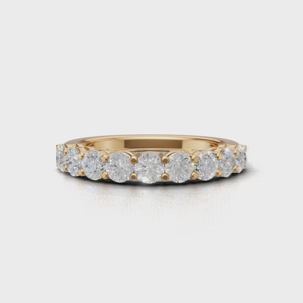 Half Eternity Basket 3mm lab grown diamond wedding band, 18K yellow gold - turning