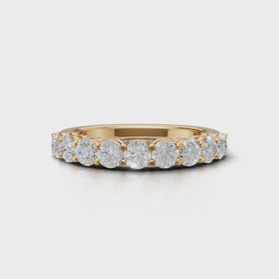 Half Eternity Basket 3mm lab grown diamond wedding band, 18K yellow gold - turning
