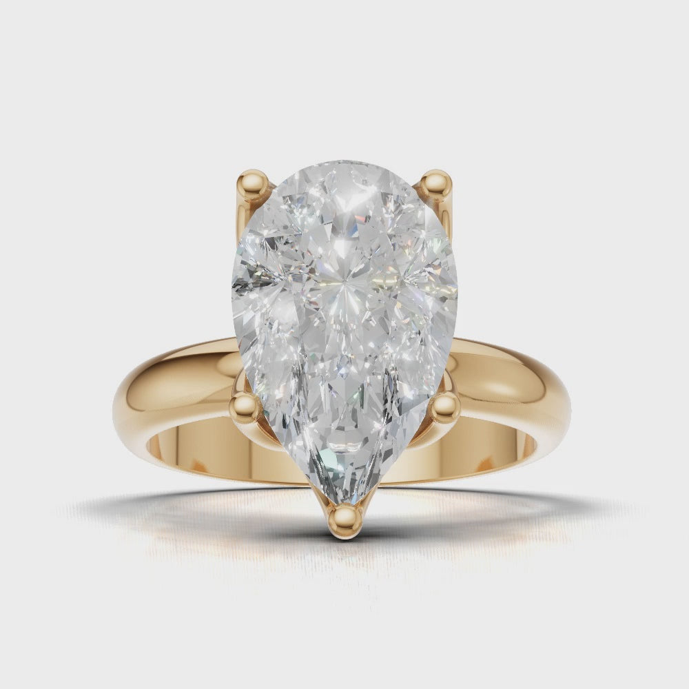 Sboccio, 3ct pear lab grown diamond engagement ring, Petal Set, 18K yellow gold - turning