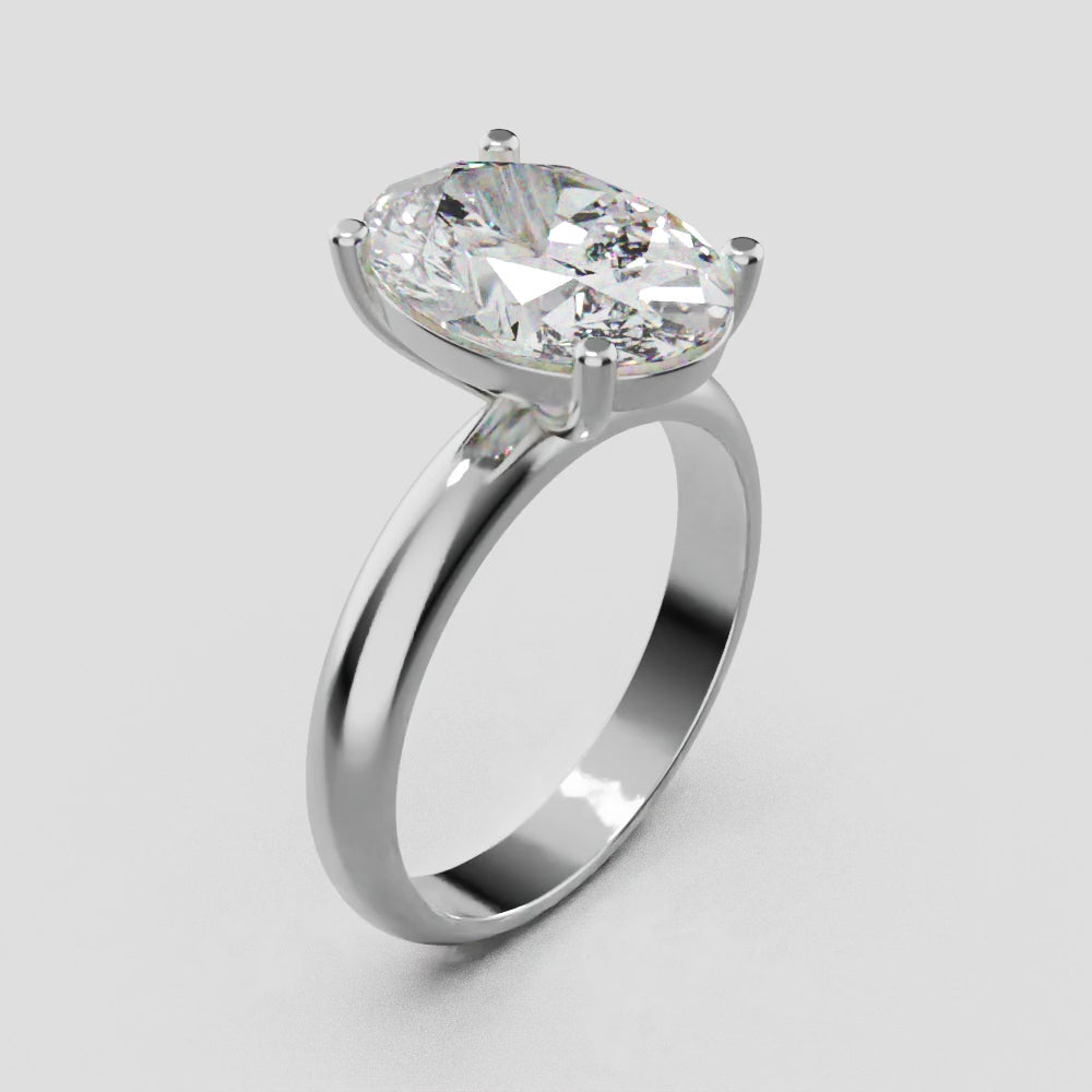 Candore, 3ct oval lab grown diamond engagement ring, Plain Sides, Plain Gallery, 18K white gold - turning
