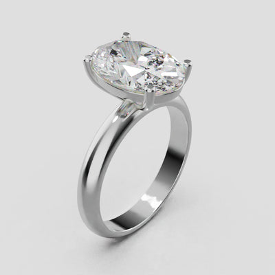 Candore, 3ct oval lab grown diamond engagement ring, Plain Sides, Plain Gallery, 18K white gold - turning