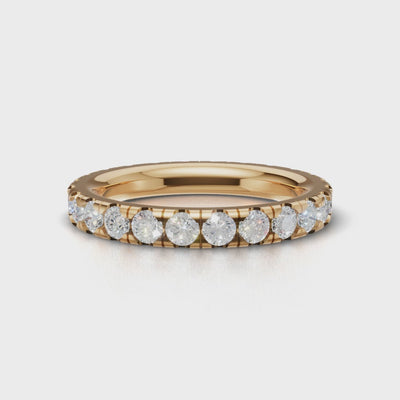 Full Eternity Pave 2.5mm lab grown diamond wedding band, 18K yellow gold - turning