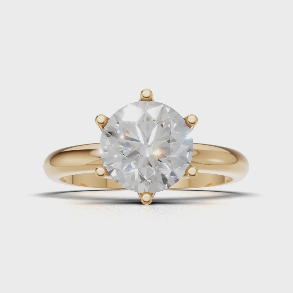 Bocciolo, 1.5ct round lab grown diamond engagement ring, Petal Invisible, 18K yellow gold - turning