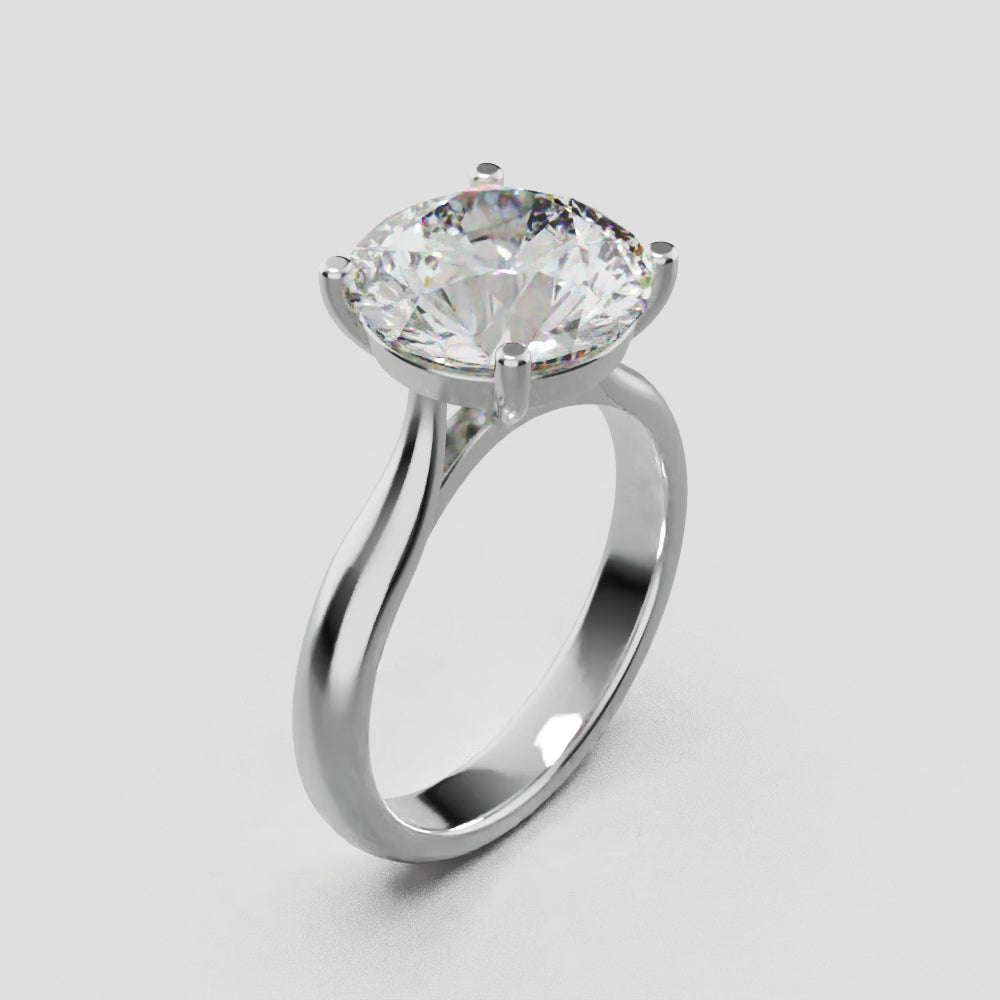 Navata, 3ct round lab grown diamond engagement ring, Cathedral Plain Sides, 18K white gold - turning